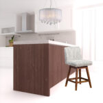 26 Inch Beige and Brown Swivel Bar Stool With Footrest