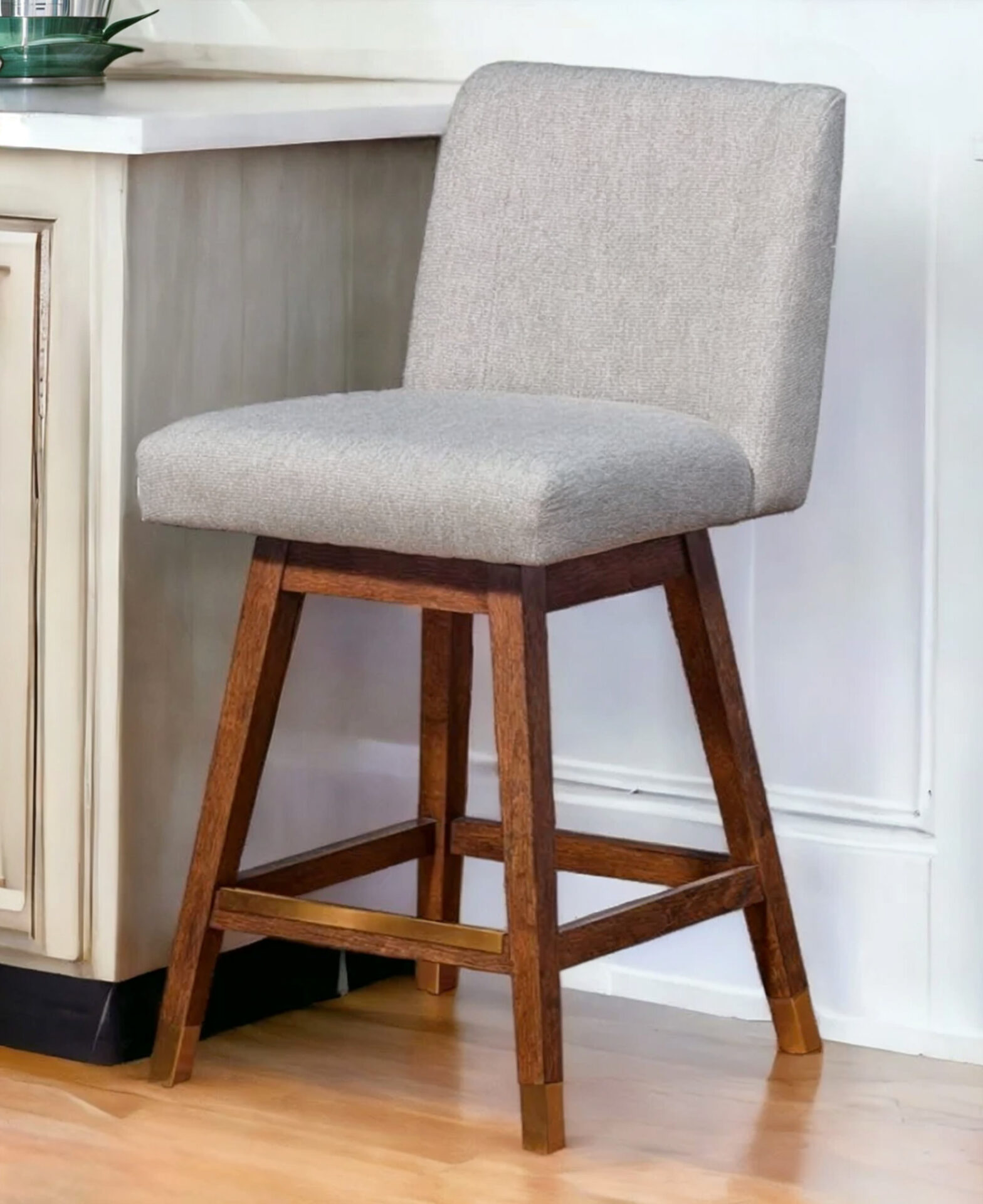 26 Inch Taupe and Brown Modern Swivel Counter Bar Stool 1 26 Inch Taupe and Brown Modern Swivel Counter Bar Stool