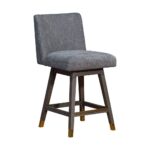 26-Inch Gray and Wood Brown Modern Swivel Bar Stool