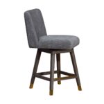 26-Inch Gray and Wood Brown Modern Swivel Bar Stool