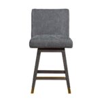 26-Inch Gray and Wood Brown Modern Swivel Bar Stool