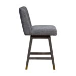 26-Inch Gray and Wood Brown Modern Swivel Bar Stool