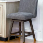 26-Inch Gray and Wood Brown Modern Swivel Bar Stool