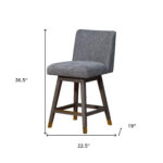 26-Inch Gray and Wood Brown Modern Swivel Bar Stool