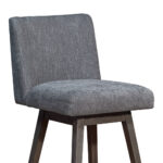 26-Inch Gray and Wood Brown Modern Swivel Bar Stool