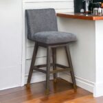 30-Inch Gray and Brown Solid Wood Swivel Bar Stool 10 30-Inch Gray and Brown Solid Wood Swivel Bar Stool