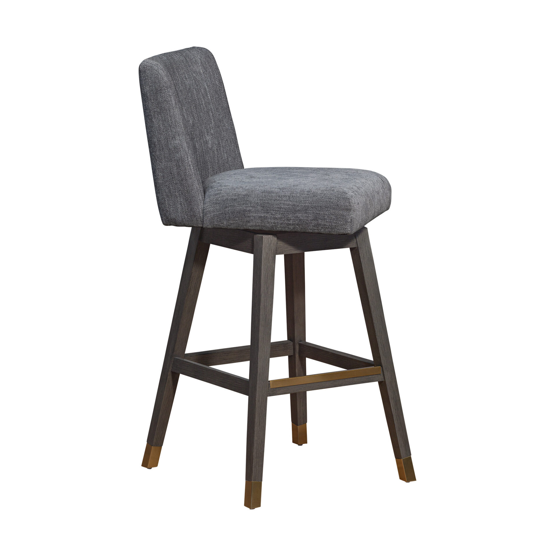 30-Inch Gray and Brown Solid Wood Swivel Bar Stool 3 30-Inch Gray and Brown Solid Wood Swivel Bar Stool - Image 3