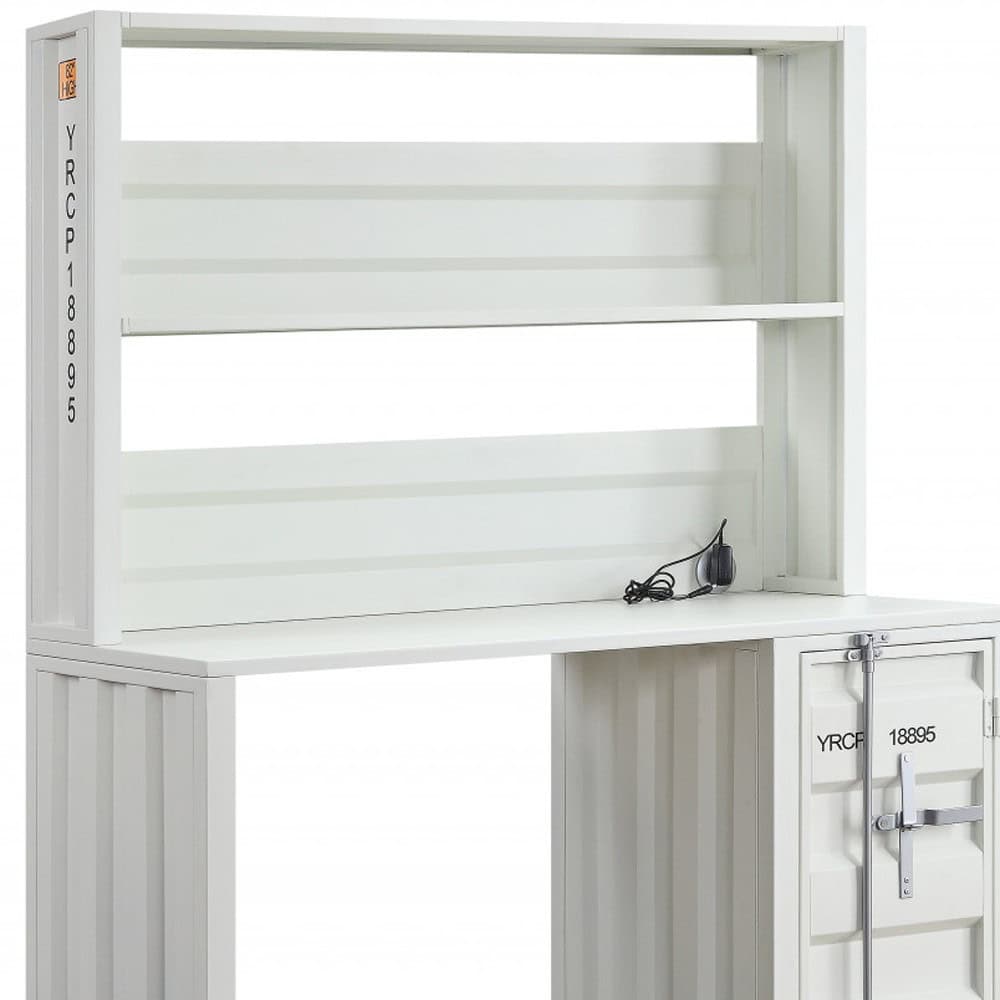 47 Inch White Metal Writing Desk with Hutch Storage 4 47 Inch White Metal Writing Desk with Hutch Storage - Image 4