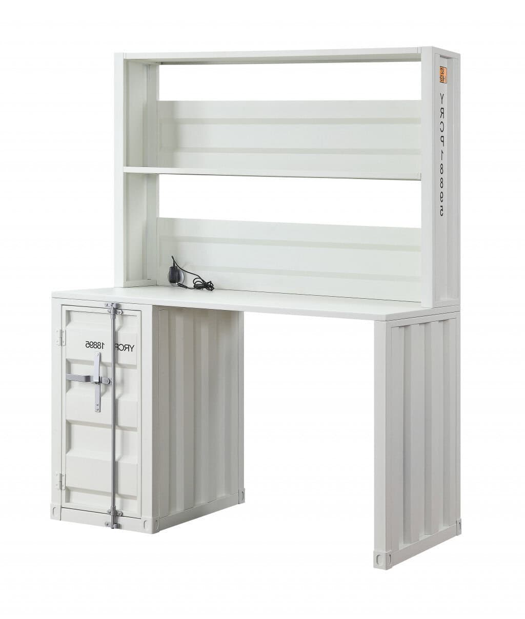 47 Inch White Metal Writing Desk with Hutch Storage 2 47 Inch White Metal Writing Desk with Hutch Storage - Image 2