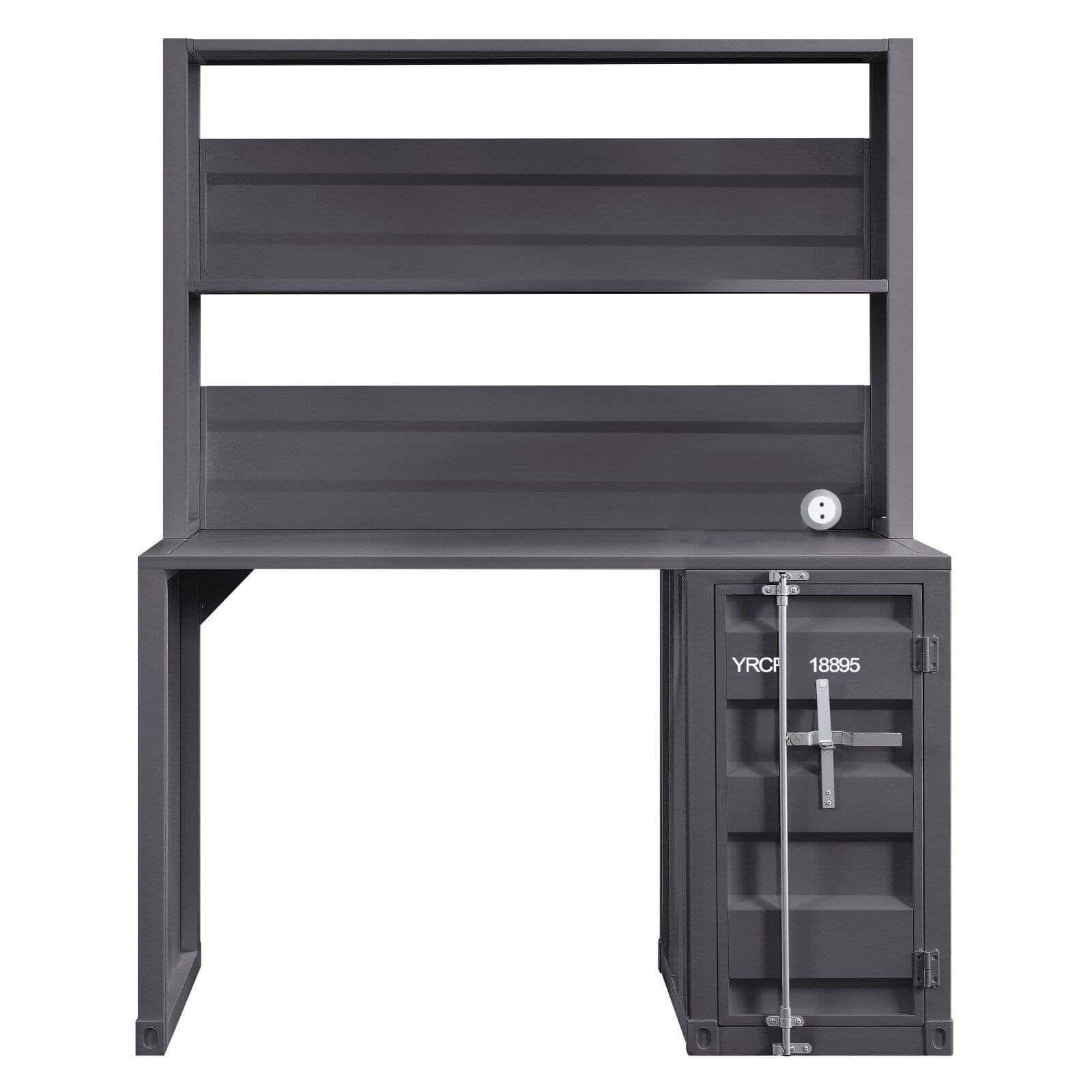Gunmetal Iron Writing Desk with Hutch and Reversible Design 2 Gunmetal Iron Writing Desk with Hutch and Reversible Design - Image 2