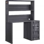 Gunmetal Iron Writing Desk with Hutch and Reversible Design 7 Gunmetal Iron Writing Desk with Hutch and Reversible Design