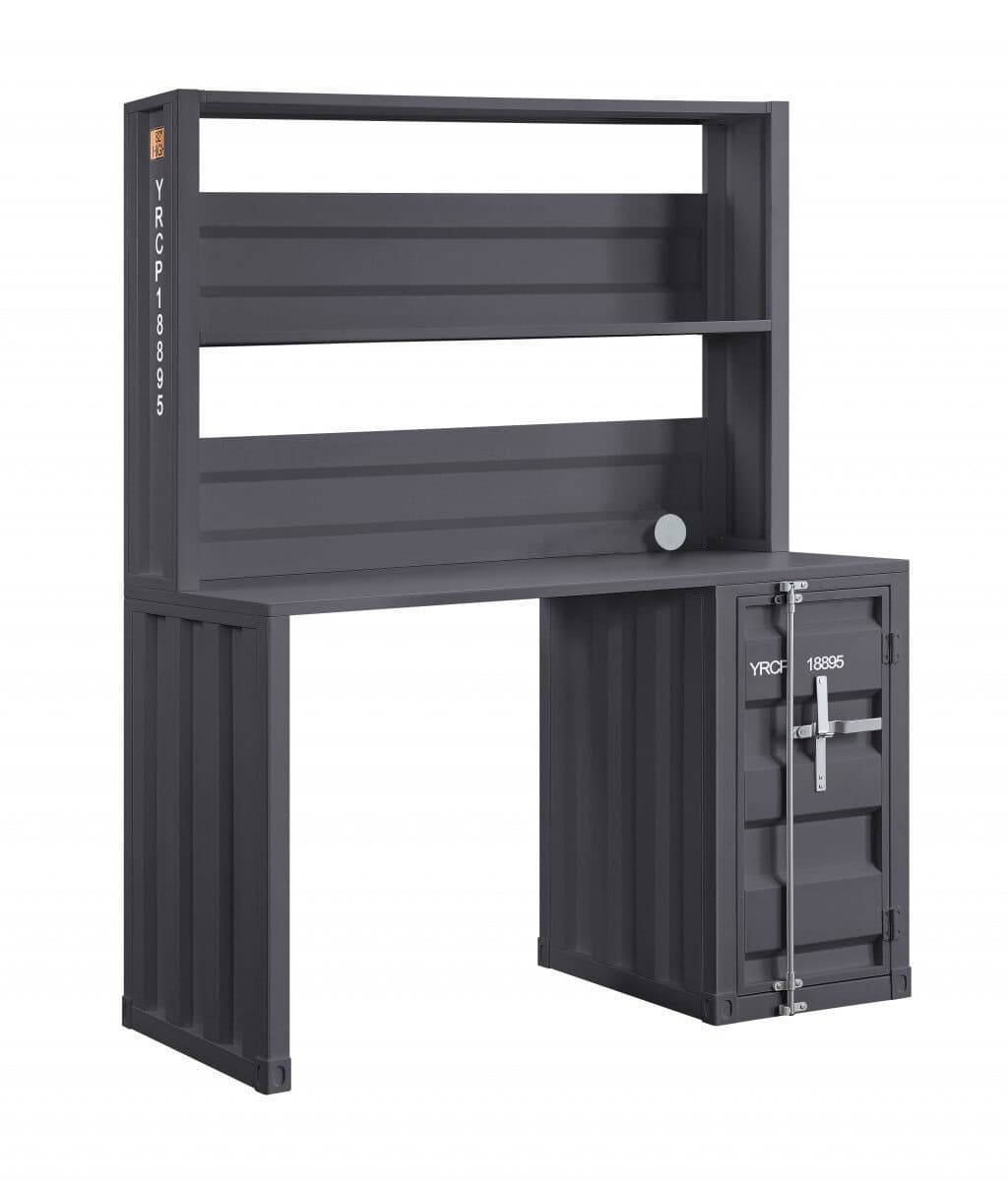 Gunmetal Iron Writing Desk with Hutch and Reversible Design 3 Gunmetal Iron Writing Desk with Hutch and Reversible Design - Image 3