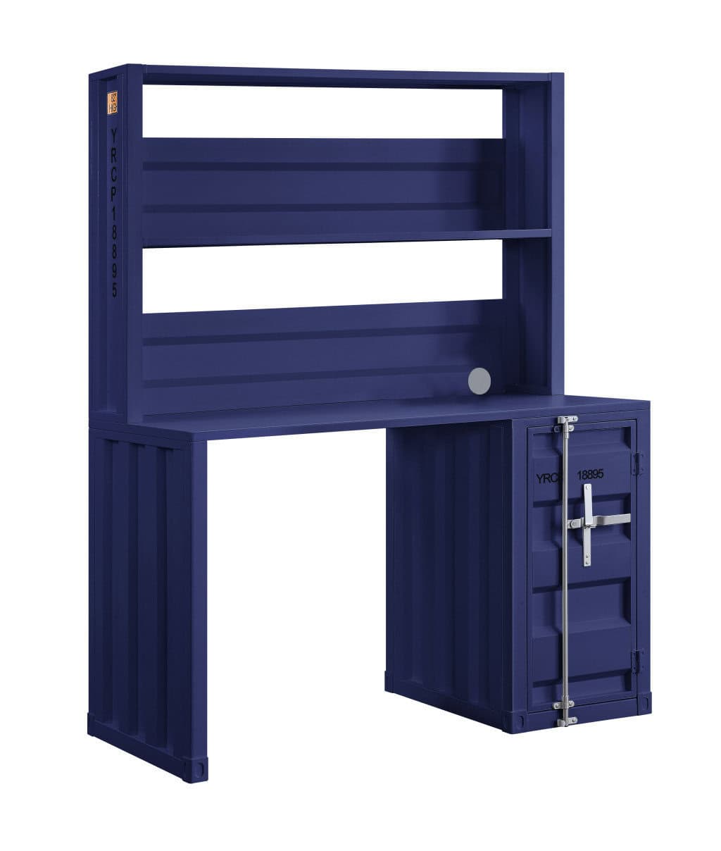 Classic Blue Iron Writing Desk with Hutch and Shelf 3 Classic Blue Iron Writing Desk with Hutch and Shelf - Image 3