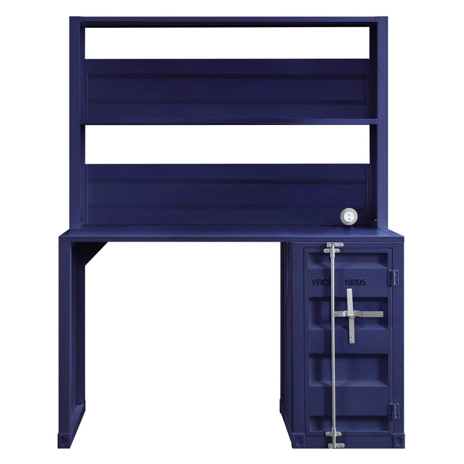 Classic Blue Iron Writing Desk with Hutch and Shelf 2 Classic Blue Iron Writing Desk with Hutch and Shelf - Image 2