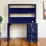 Classic Blue Iron Writing Desk with Hutch and Shelf 5 Classic Blue Iron Writing Desk with Hutch and Shelf