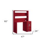 47 Inch Red Iron Writing Desk with Reversible Hutch 8 47 Inch Red Iron Writing Desk with Reversible Hutch