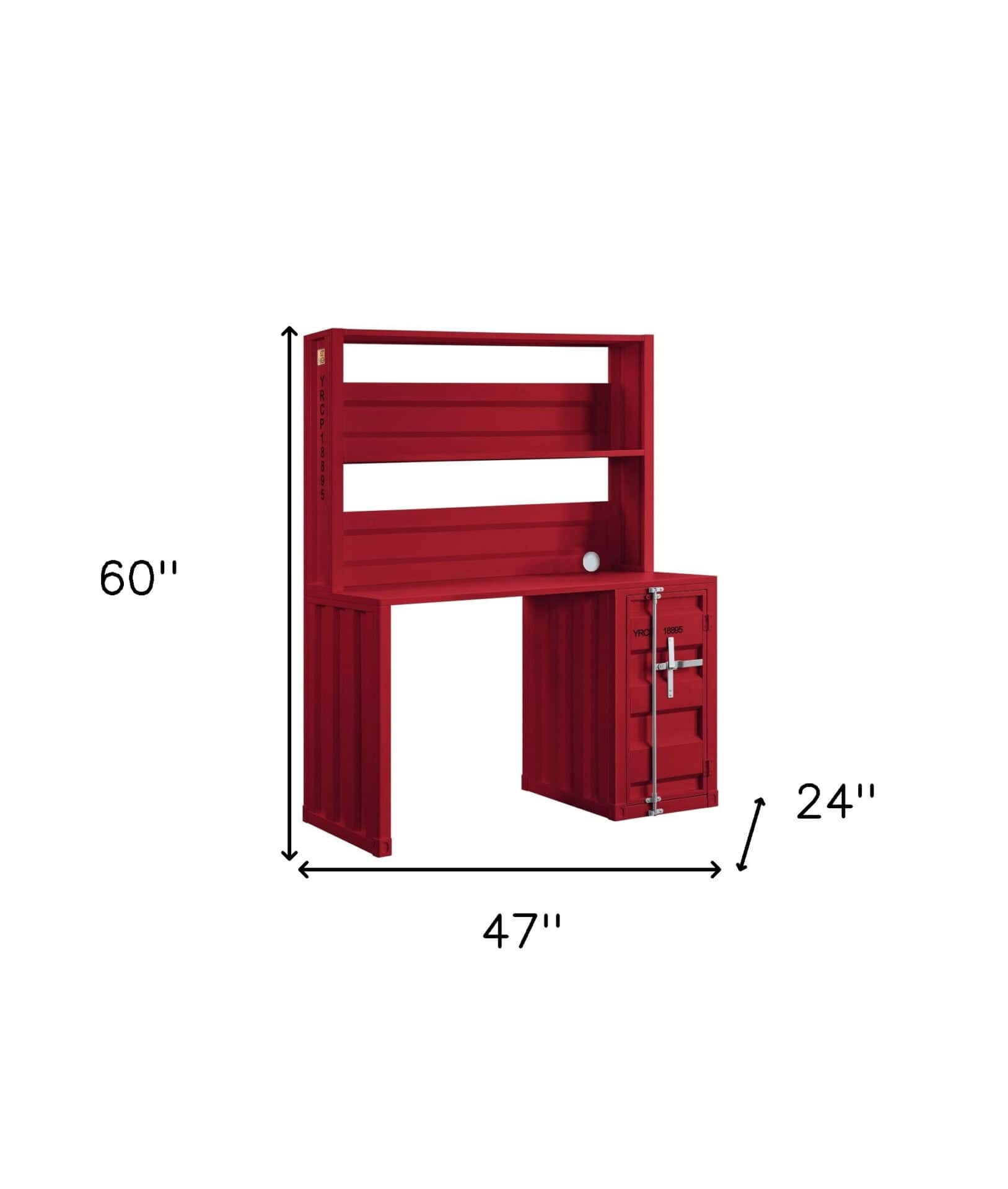 47 Inch Red Iron Writing Desk with Reversible Hutch 4 47 Inch Red Iron Writing Desk with Reversible Hutch - Image 4