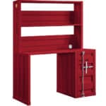 47 Inch Red Iron Writing Desk with Reversible Hutch 6 47 Inch Red Iron Writing Desk with Reversible Hutch