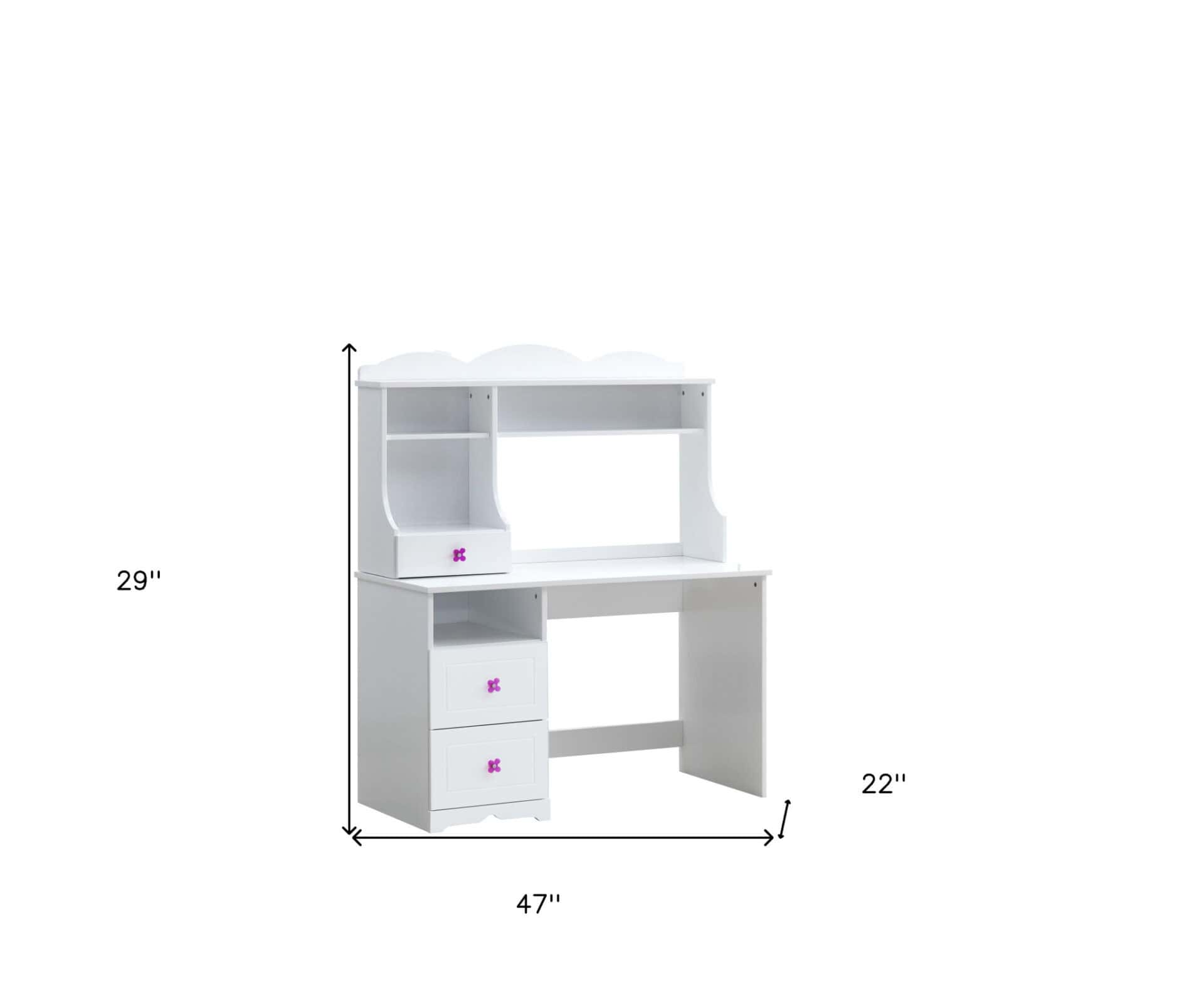 White Wood Writing Desk With Two Drawers 47 Inches Wide 5 White Wood Writing Desk With Two Drawers 47 Inches Wide - Image 5