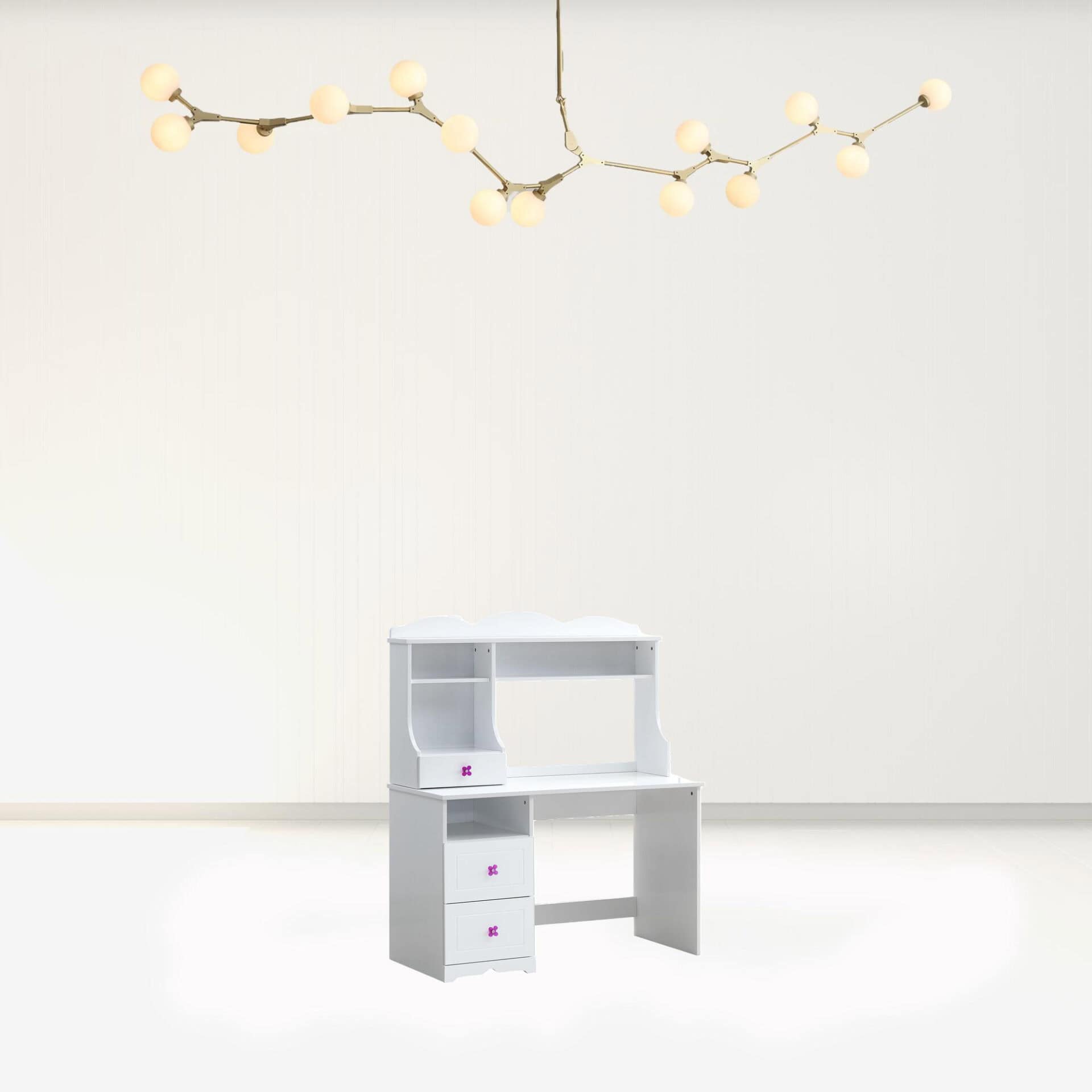 White Wood Writing Desk With Two Drawers 47 Inches Wide 2 White Wood Writing Desk With Two Drawers 47 Inches Wide - Image 2
