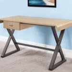 Gold and Black Aluminum Writing Desk with Drawer Storage 5 Gold and Black Aluminum Writing Desk with Drawer Storage