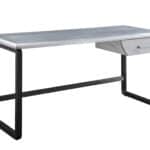 Silver and Black Aluminum Writing Desk with Storage Drawer 7 Silver and Black Aluminum Writing Desk with Storage Drawer