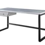 Silver and Black Aluminum Writing Desk with Storage Drawer 9 Silver and Black Aluminum Writing Desk with Storage Drawer