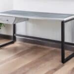 Silver and Black Aluminum Writing Desk with Storage Drawer 6 Silver and Black Aluminum Writing Desk with Storage Drawer