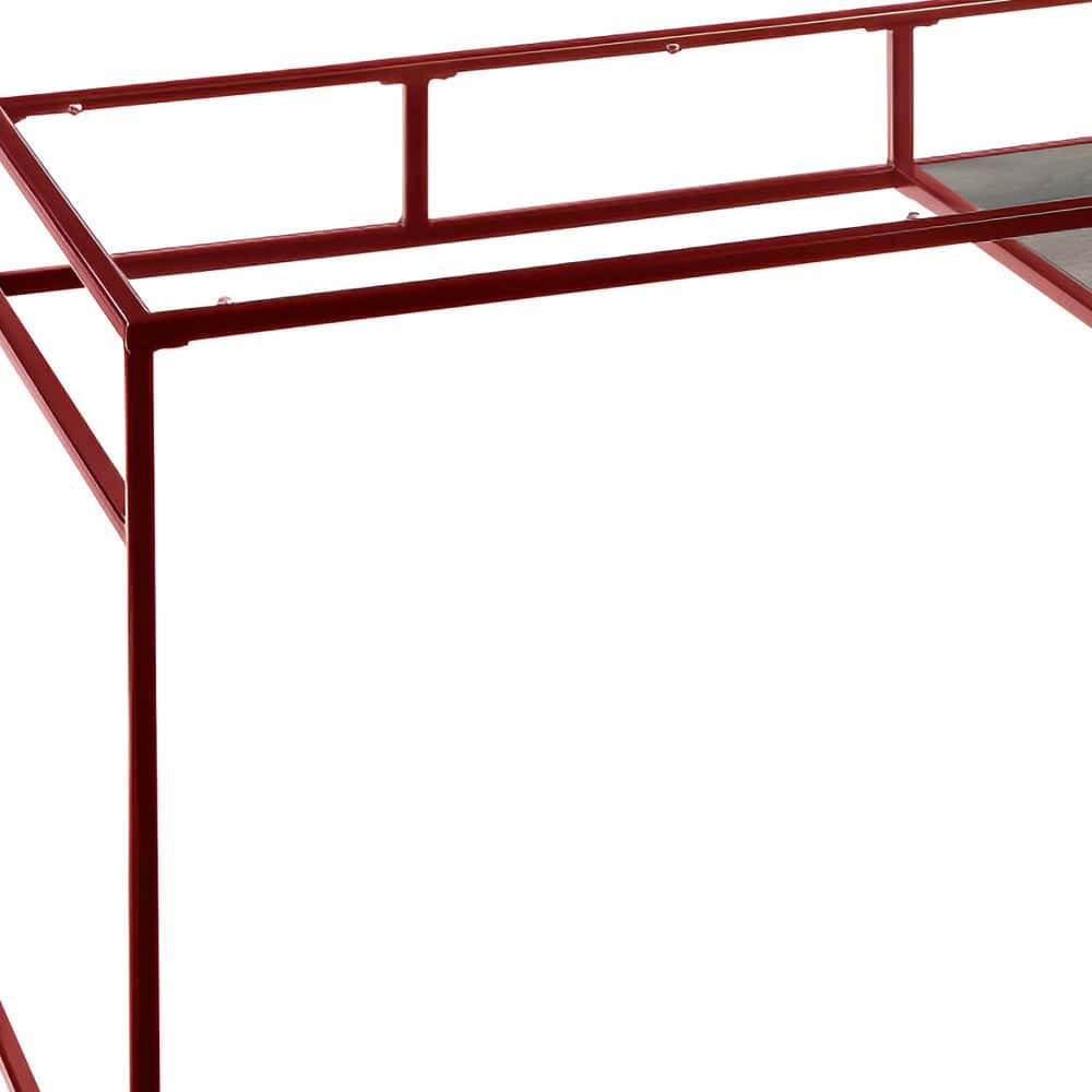 48 Inch Clear and Red Glass Writing Desk 3 48 Inch Clear and Red Glass Writing Desk - Image 3