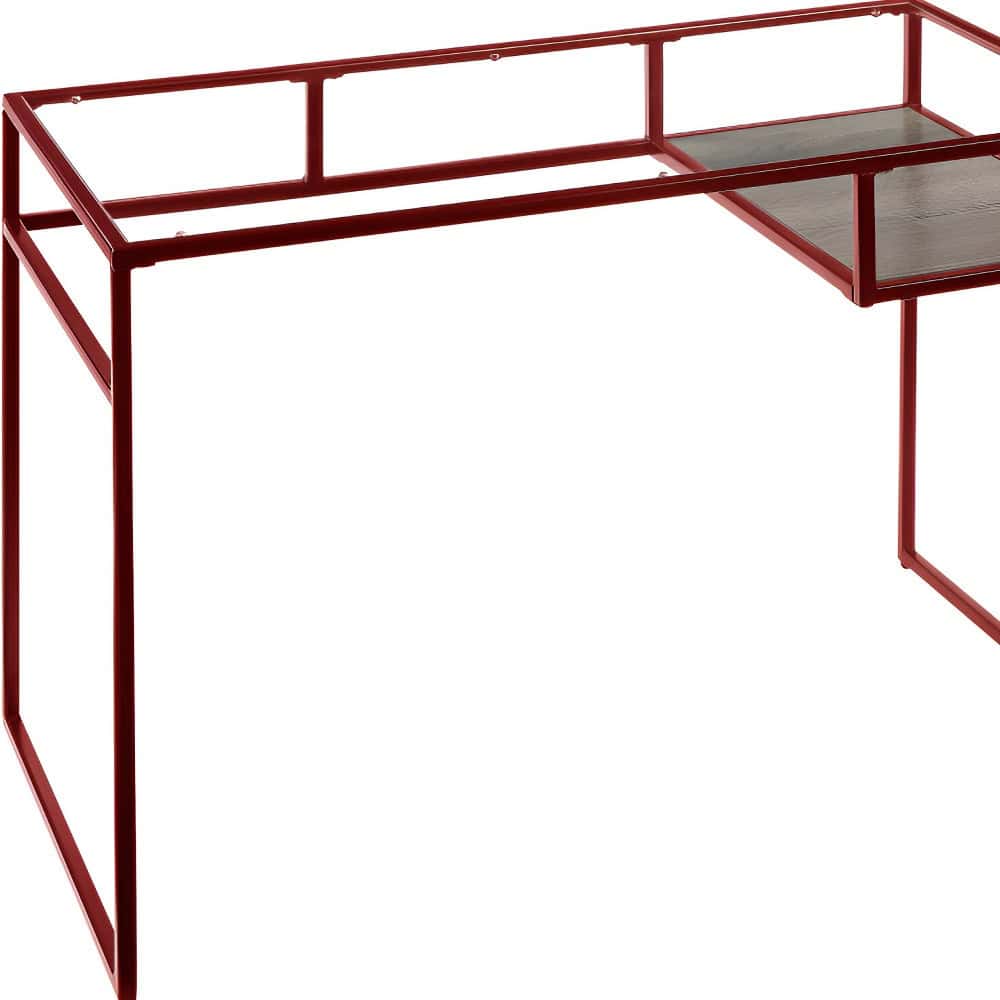 48 Inch Clear and Red Glass Writing Desk 4 48 Inch Clear and Red Glass Writing Desk - Image 4