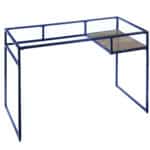 48 Inch Clear and Blue Glass Rectangular Writing Desk