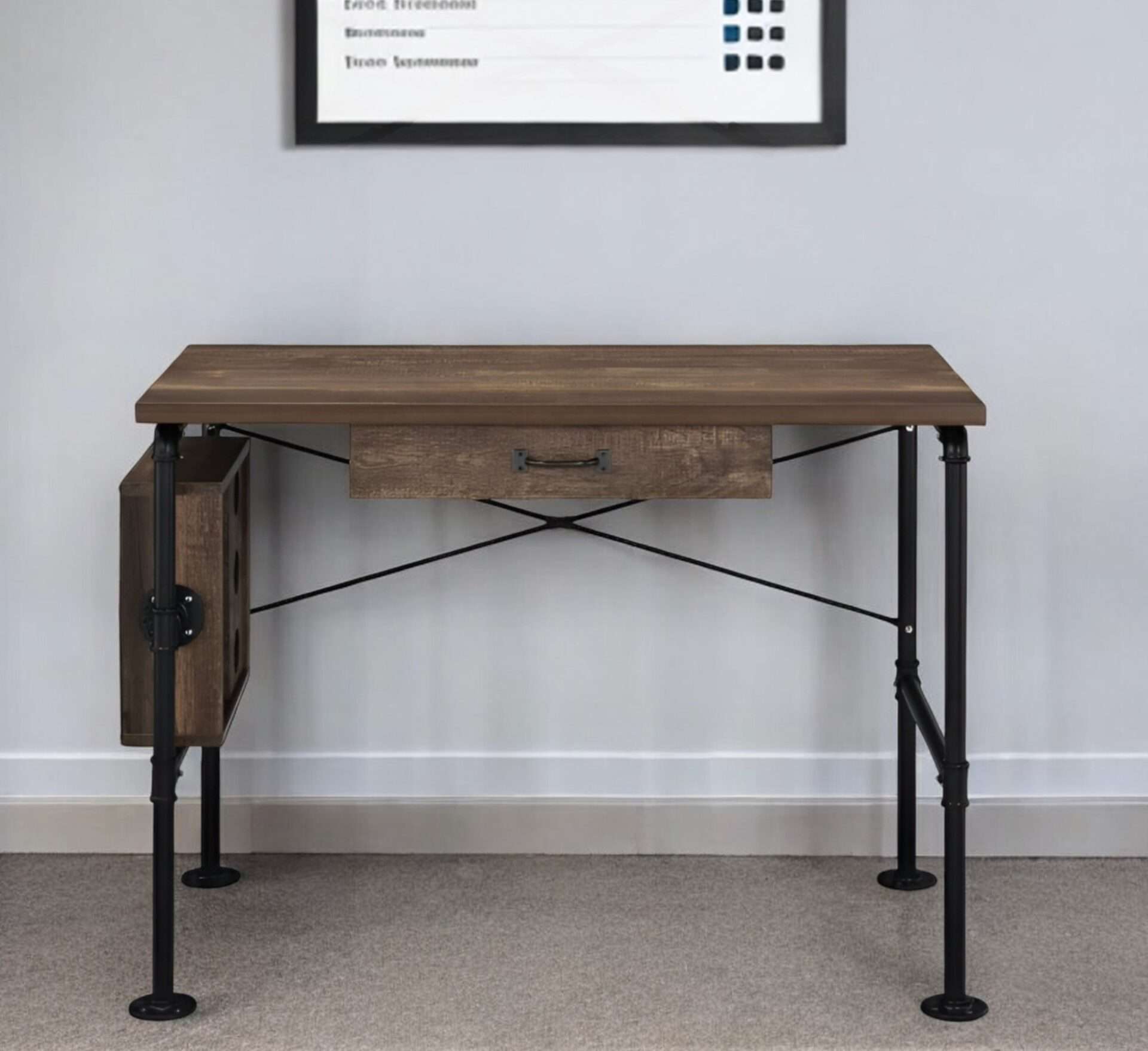 39 Inch Brown and Black Rectangular Writing Desk with Drawer 1 39 Inch Brown and Black Rectangular Writing Desk with Drawer