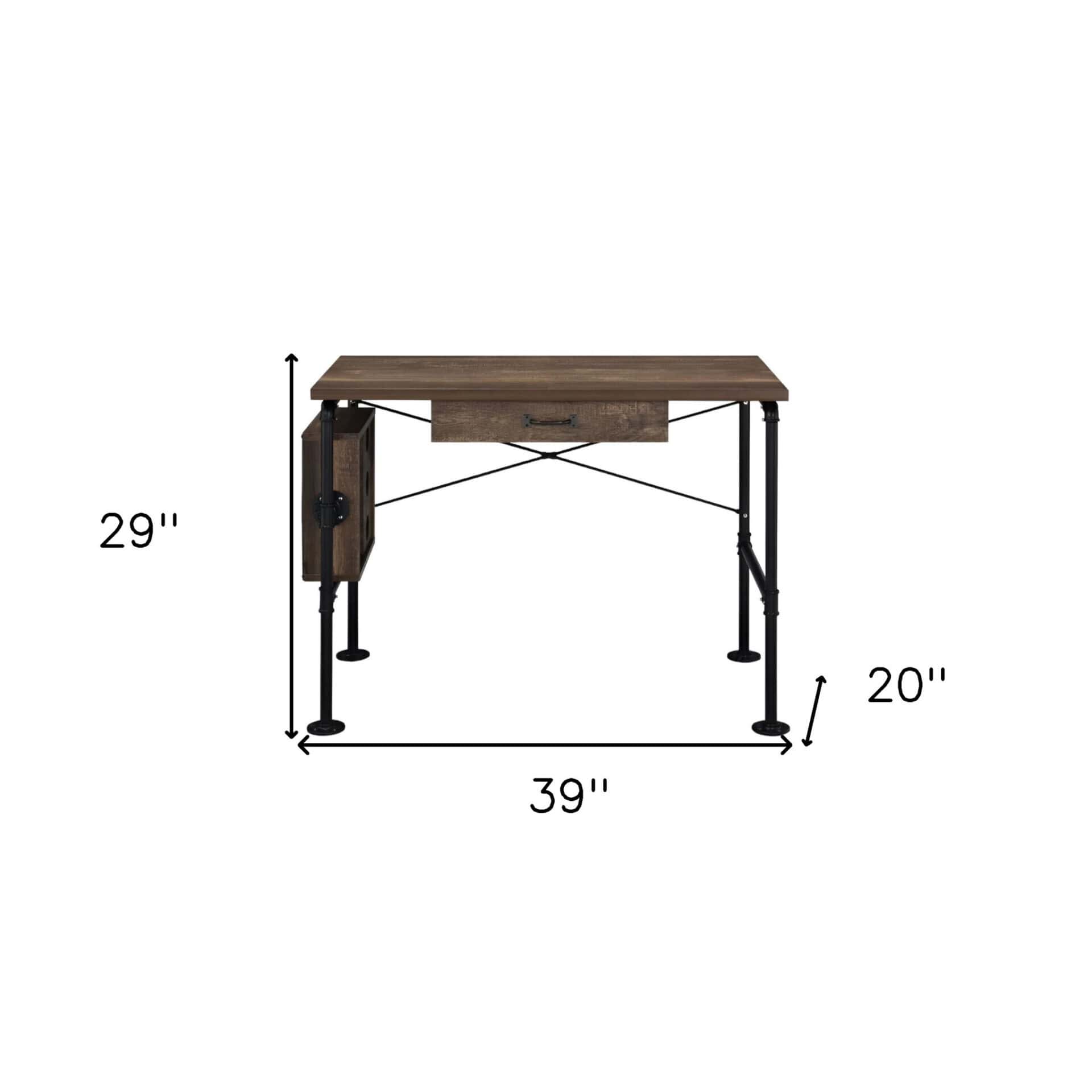 39 Inch Brown and Black Rectangular Writing Desk with Drawer 6 39 Inch Brown and Black Rectangular Writing Desk with Drawer - Image 6