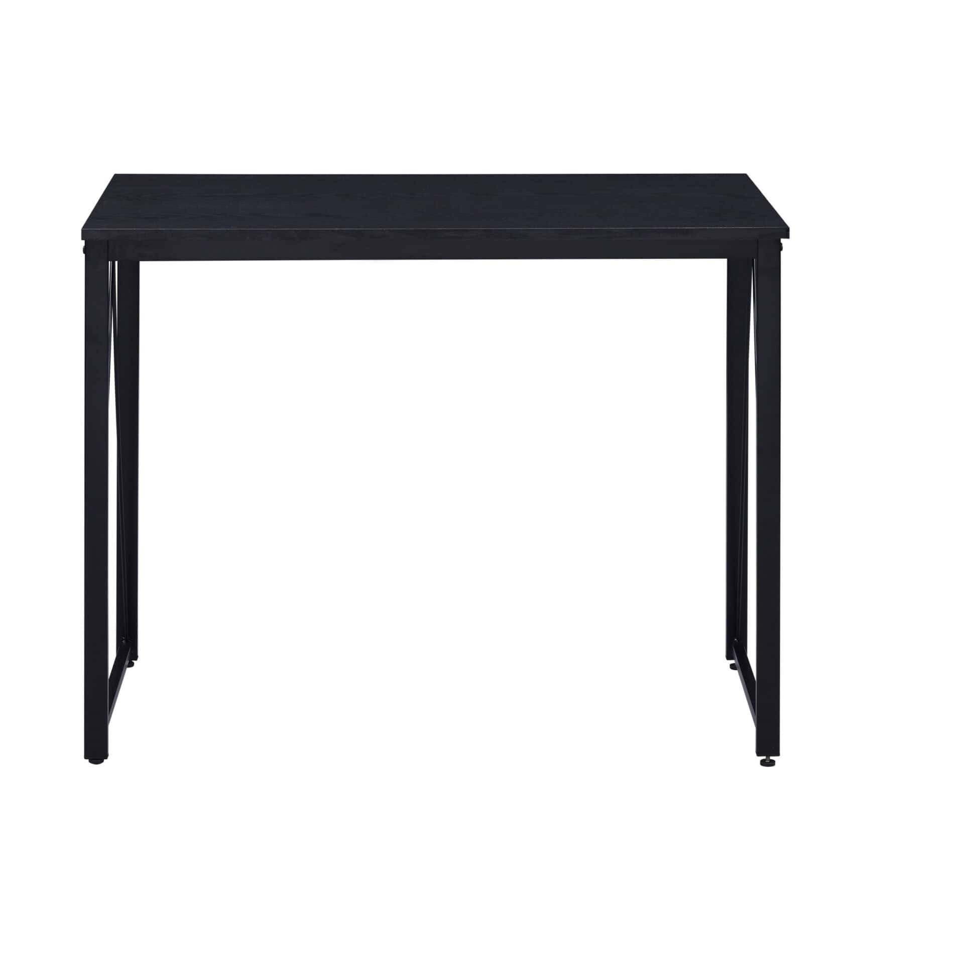 Black Rectangular Writing Desk with Metal Base and V Accent 2 Black Rectangular Writing Desk with Metal Base and V Accent - Image 2
