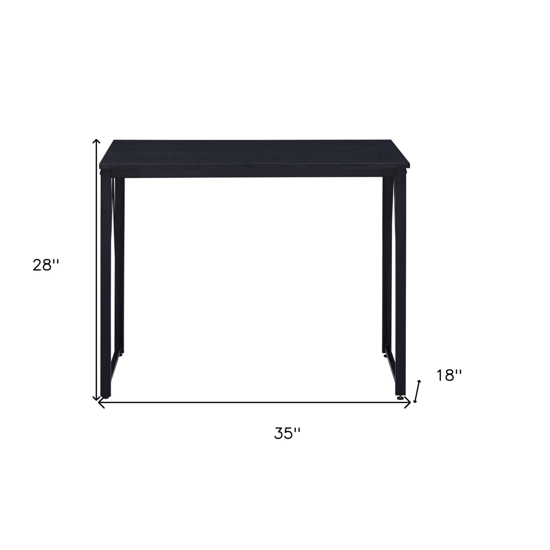 Black Rectangular Writing Desk with Metal Base and V Accent 4 Black Rectangular Writing Desk with Metal Base and V Accent - Image 4