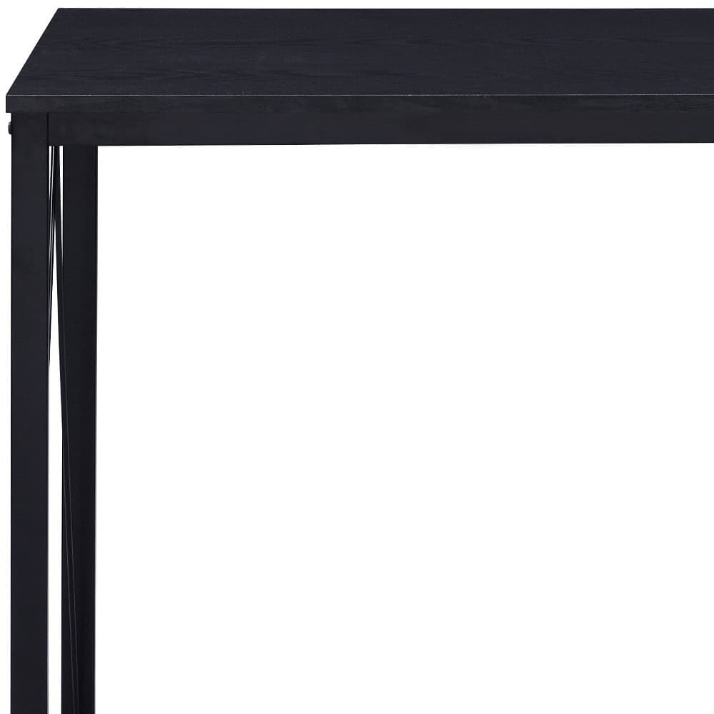 Black Rectangular Writing Desk with Metal Base and V Accent 3 Black Rectangular Writing Desk with Metal Base and V Accent - Image 3