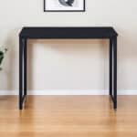 Black Rectangular Writing Desk with Metal Base and V Accent 5 Black Rectangular Writing Desk with Metal Base and V Accent