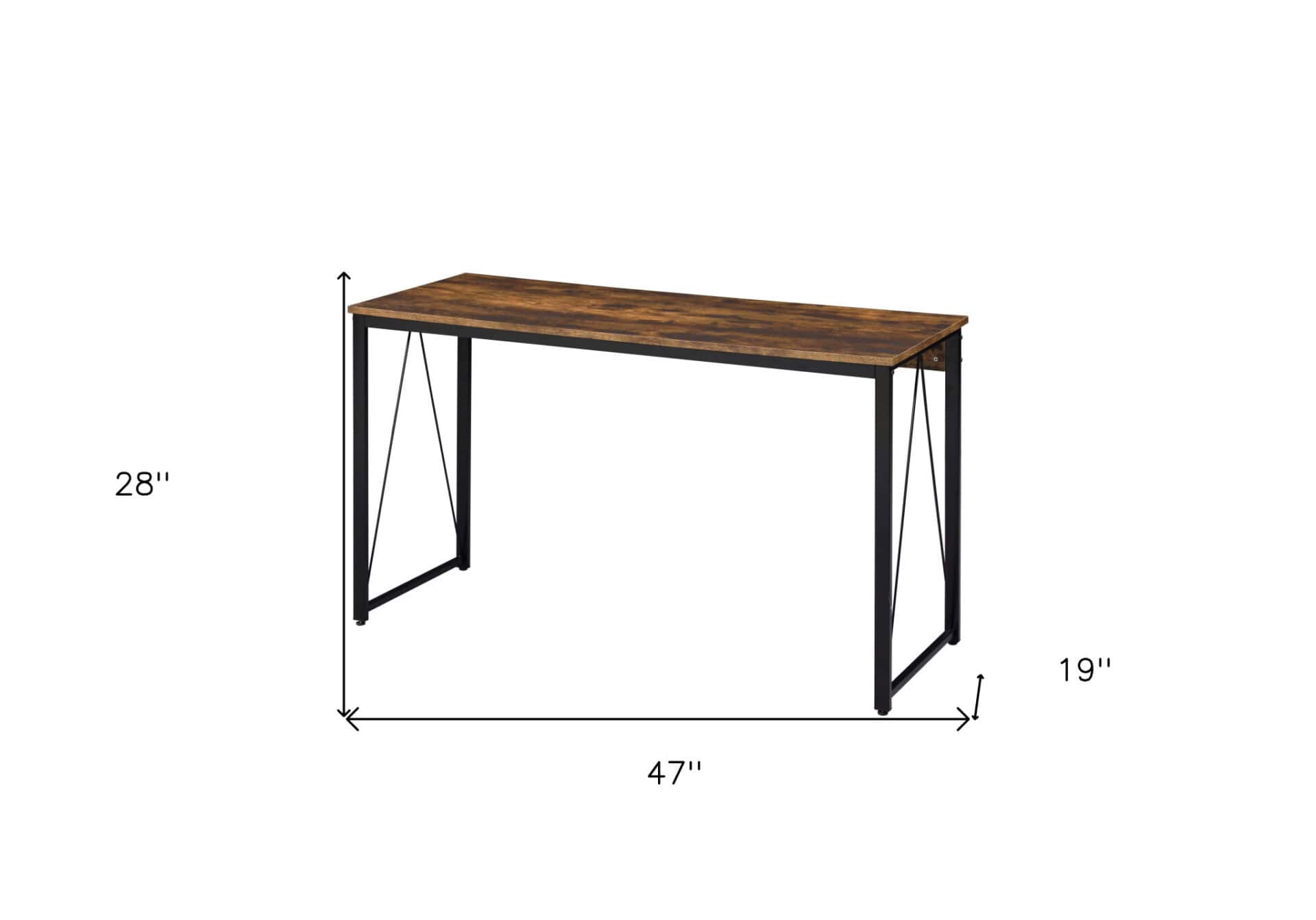 Classic 47-Inch Brown and Black Rectangular Writing Desk 6 Classic 47-Inch Brown and Black Rectangular Writing Desk - Image 6