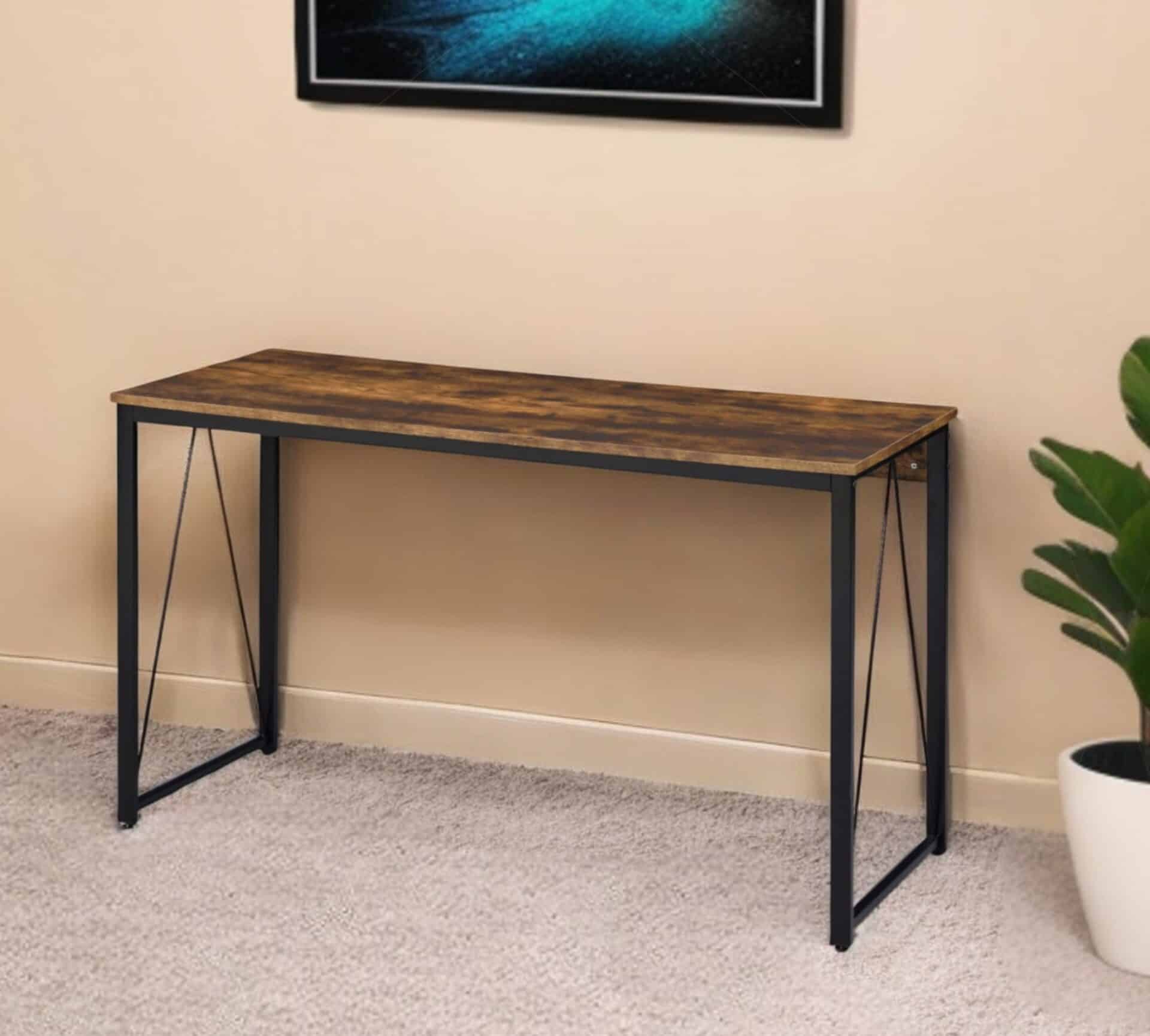 Classic 47-Inch Brown and Black Rectangular Writing Desk 1 Classic 47-Inch Brown and Black Rectangular Writing Desk