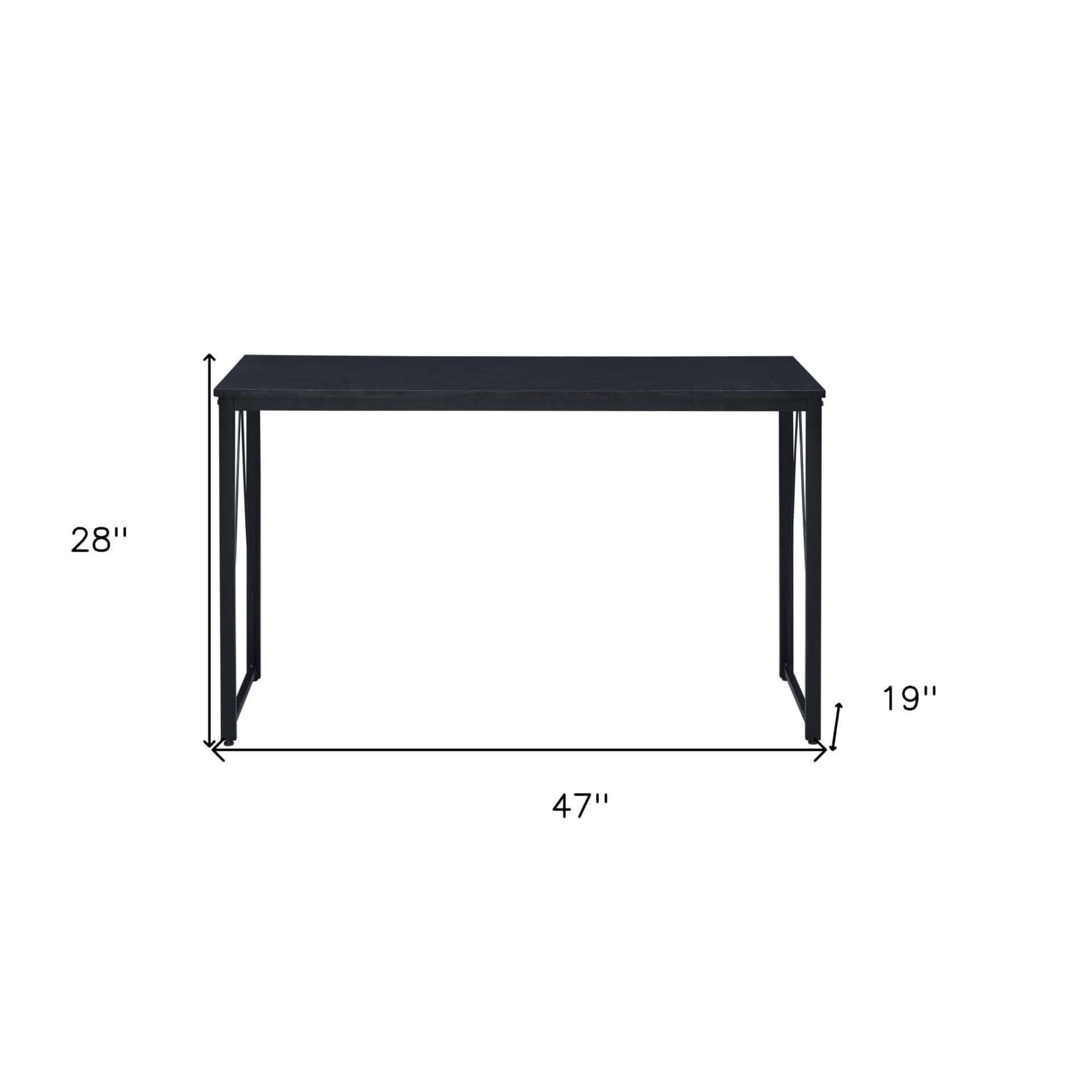 47 Inch Black Rectangular Writing Desk With Metal Base 6 47 Inch Black Rectangular Writing Desk With Metal Base - Image 6