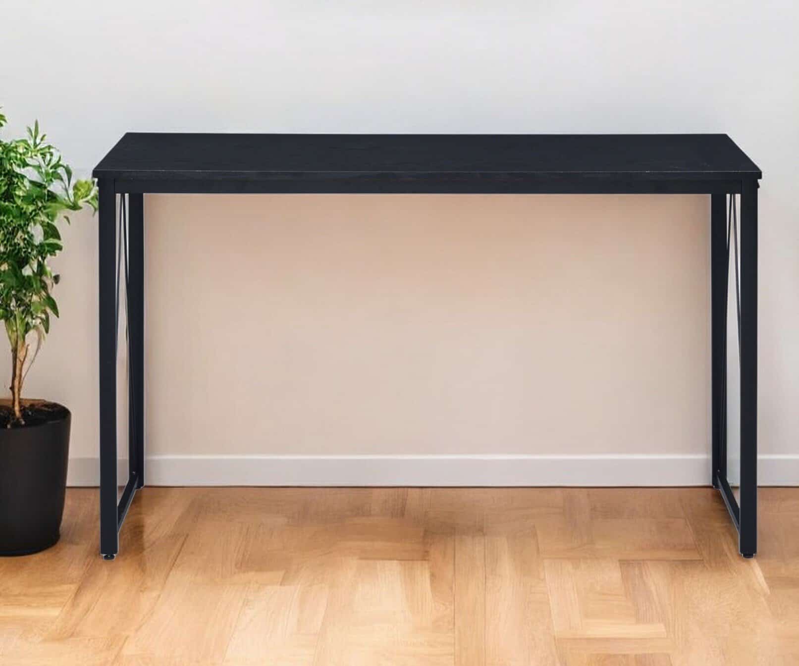 47 Inch Black Rectangular Writing Desk With Metal Base 1 47 Inch Black Rectangular Writing Desk With Metal Base