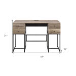 Rustic Brown and Black Writing Desk With Four Drawers
