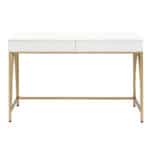 White and Gold Writing Desk With Drawers and Open Base 8 White and Gold Writing Desk With Drawers and Open Base