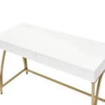 White and Gold Writing Desk With Drawers and Open Base 10 White and Gold Writing Desk With Drawers and Open Base
