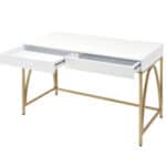 White and Gold Writing Desk With Drawers and Open Base 9 White and Gold Writing Desk With Drawers and Open Base