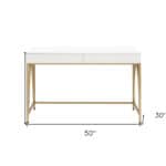 White and Gold Writing Desk With Drawers and Open Base 12 White and Gold Writing Desk With Drawers and Open Base