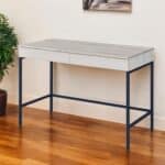 42 Inch Natural and Black Writing Desk With Two Drawers 6 42 Inch Natural and Black Writing Desk With Two Drawers