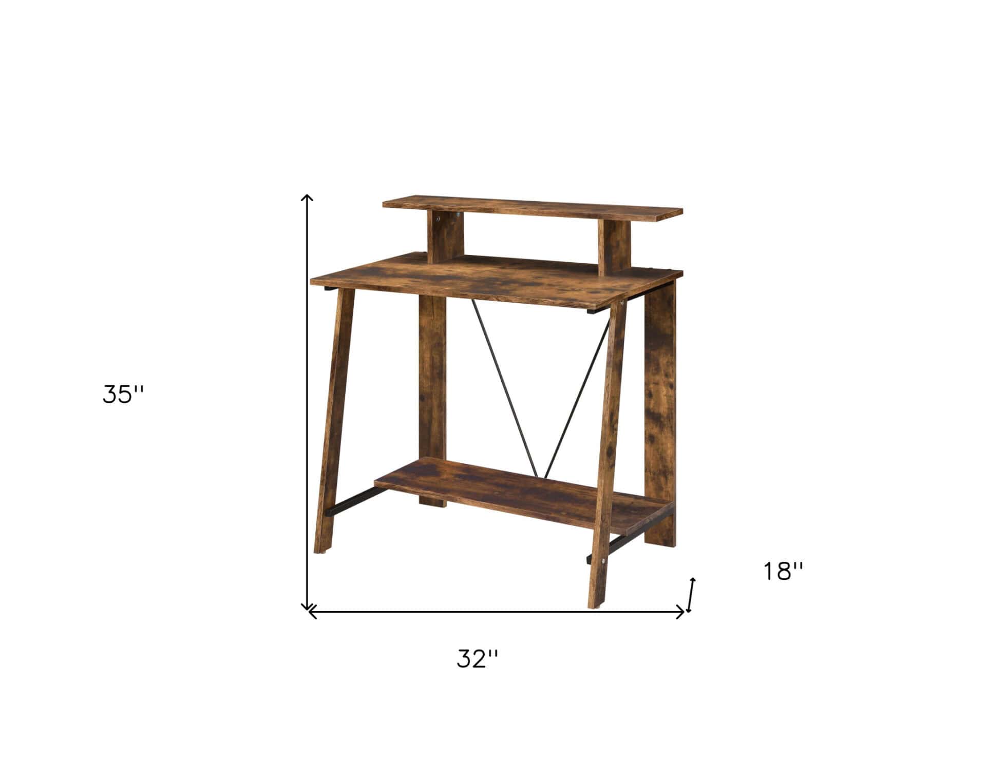 Classic Brown 32-Inch Writing Desk with Shelves 6 Classic Brown 32-Inch Writing Desk with Shelves - Image 6