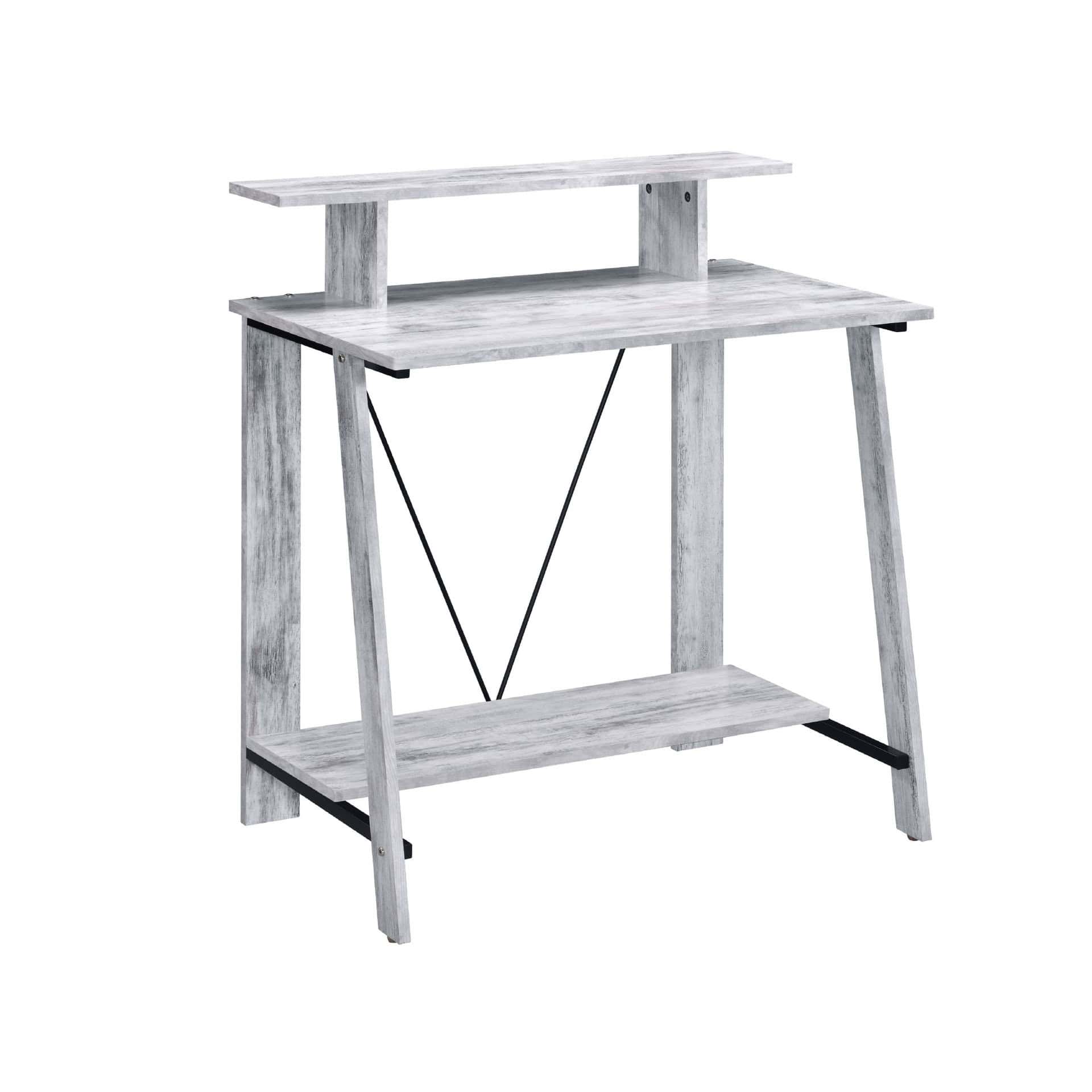 Antiqued White 32 Inch Writing Desk with Shelves 8 Antiqued White 32 Inch Writing Desk with Shelves