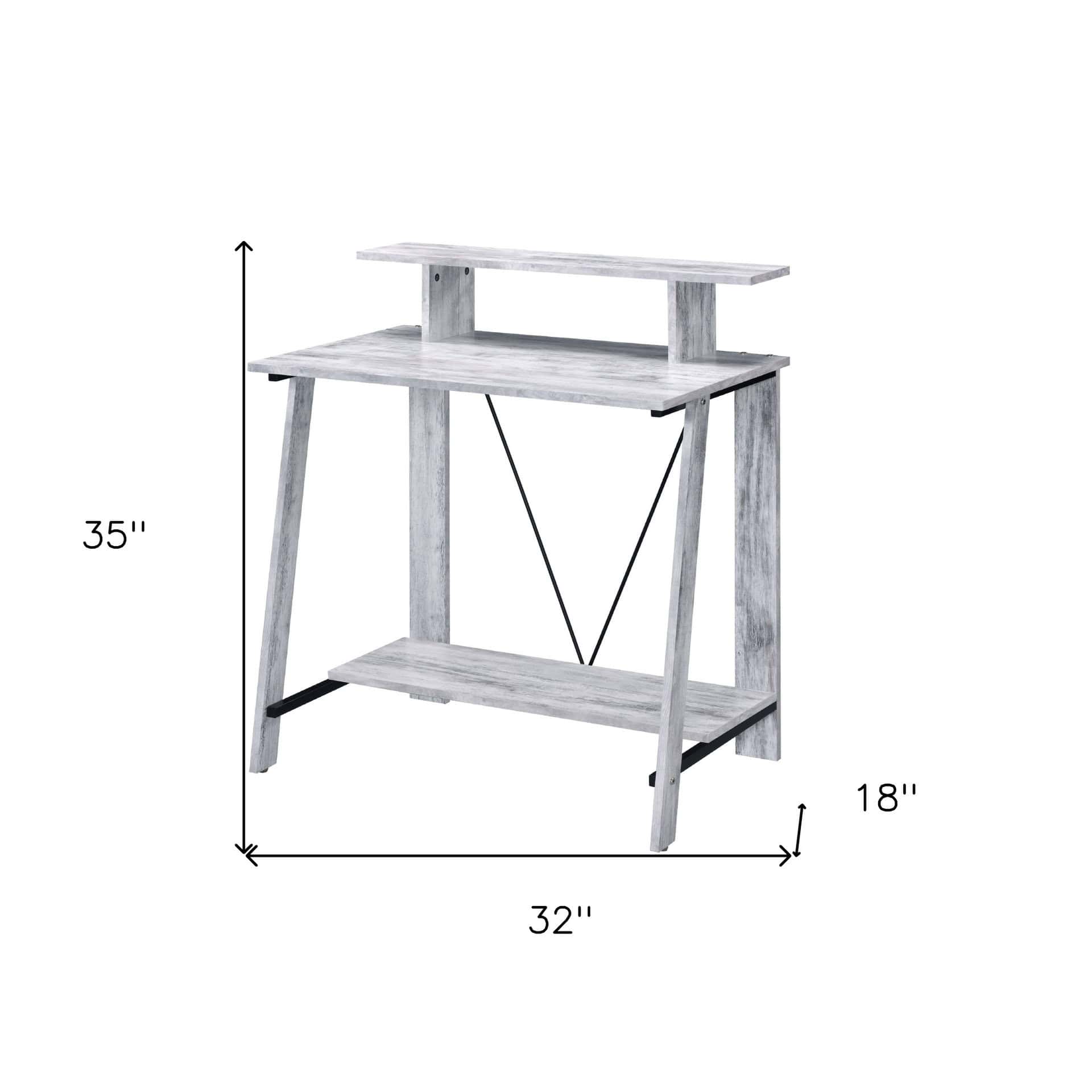 Antiqued White 32 Inch Writing Desk with Shelves 12 Antiqued White 32 Inch Writing Desk with Shelves